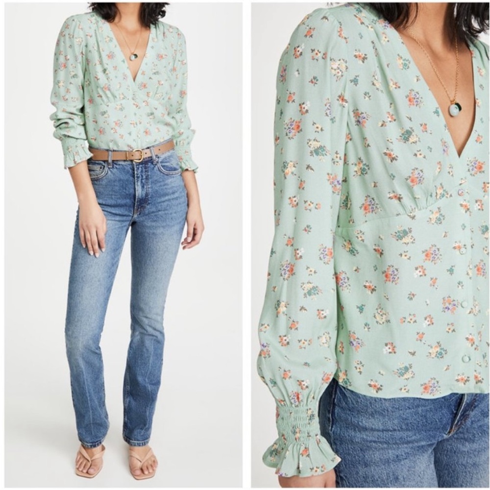 Paige Pepper Blouse in Mint Multi Floral